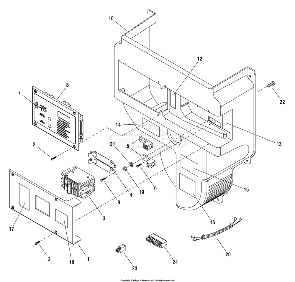 Control Panel Group Diagram and Parts List for 040267B-1  Briggs and Stratton Generator